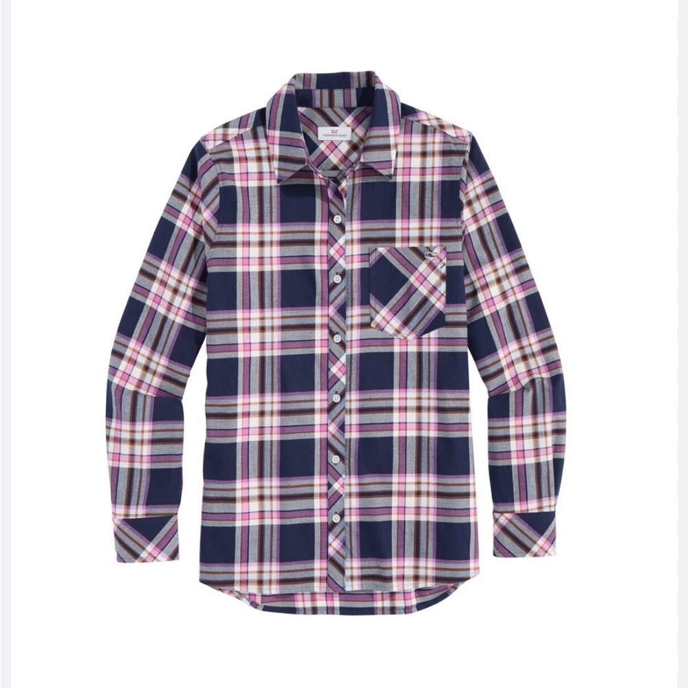 Vineyard Vines Ladies Relaxed Fit Navy and Pink Flannel Size 18